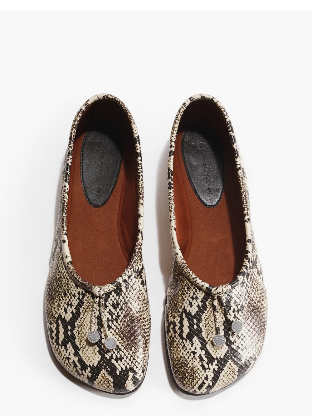 Stella McCartney Snake-Print Ballet Flats in Beige and Black